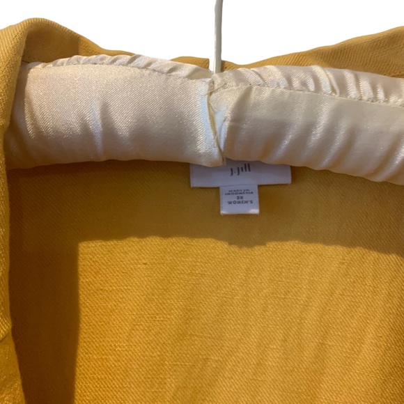 J. JILL YELLOW LINEN BLEND DRAWSTRING JACKET BUTTON FRONT WITH POCKETS - Picture 12 of 15